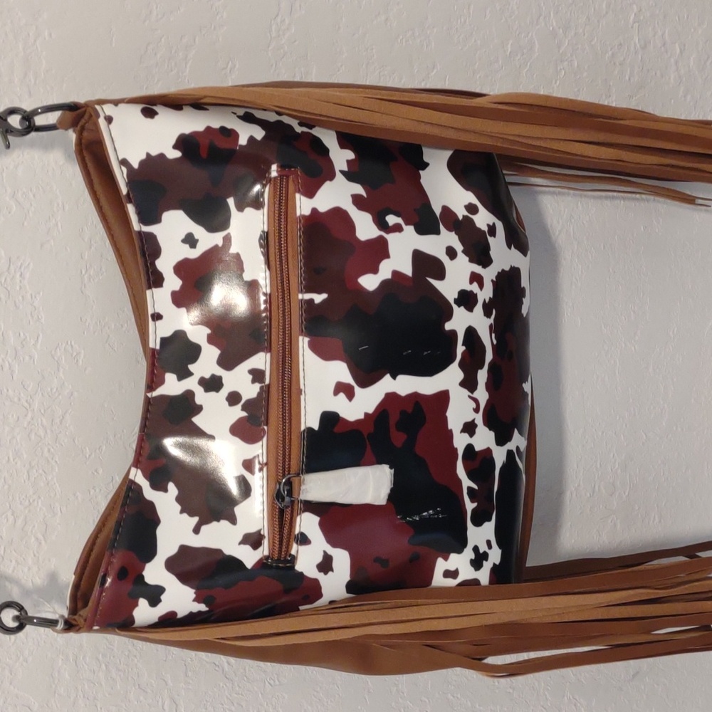 NWT Texas Cow print Purse with Fringe size Medium - Picture 3 of 4